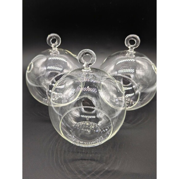 Unbranded Other - Lot of 3 Hanging Clear Glass Globe Terrarium Tealight Candle Holder Air Plant 4"